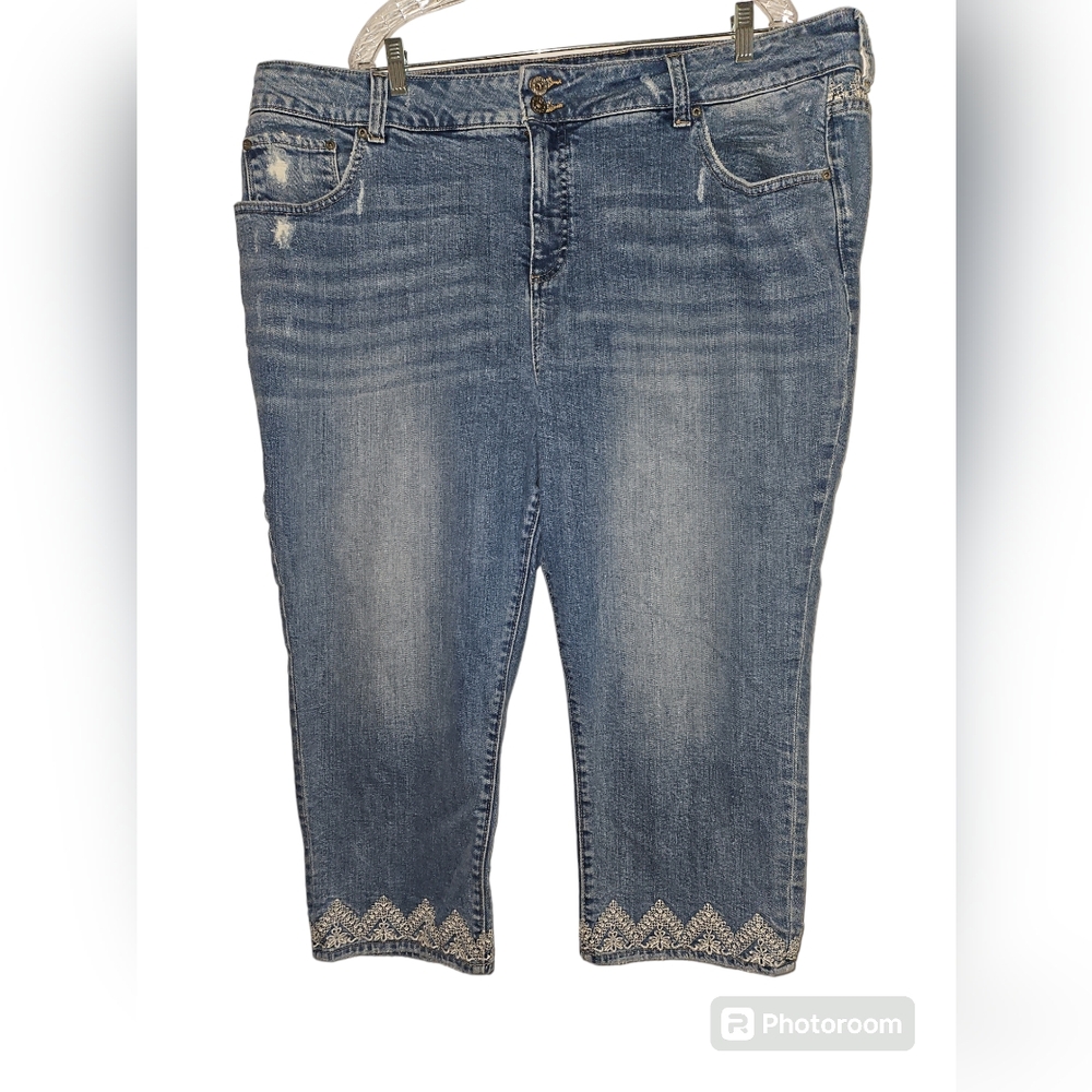 Embellished Denim Capris